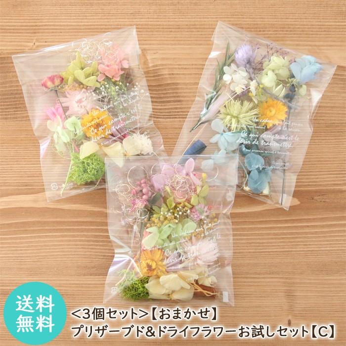 3個セット＞ 【送料無料】 【おまかせ】プリザーブド＆ドライフラワー 