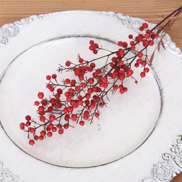 南天の実 ドライフラワー （1本） | 赤 レッド お正月 リース スワッグ