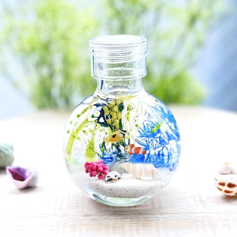 ハーバリウム アクアリウム 熱帯魚 透明キャップ付 【完成品】 | 魚 海