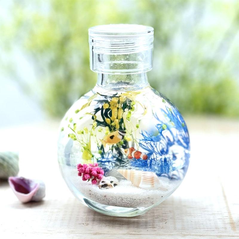 ハーバリウム アクアリウム 熱帯魚 透明キャップ付 【完成品】 | 魚 海