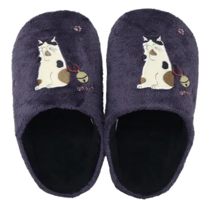 ノアファミリー スリッパ ソフトスリッパ おねがいニャンコ ネイビー