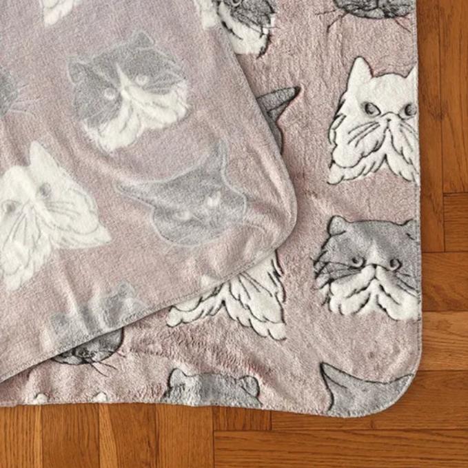 ブランケット ファニーブランケット M CAT FACE PAQUET 毛布 光る蓄光