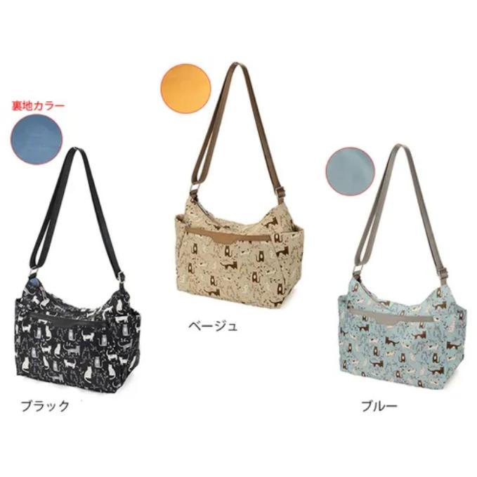 ネコいっぱい ショルダーバッグ レディース 猫柄 軽量 斜めがけバッグ