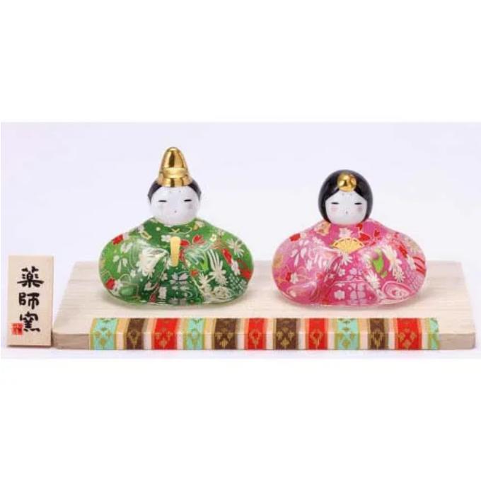 雛人形 薬師窯 彩絵玻璃座雛 花の舞 ガラス雛人形 ミニ雛人形 置物