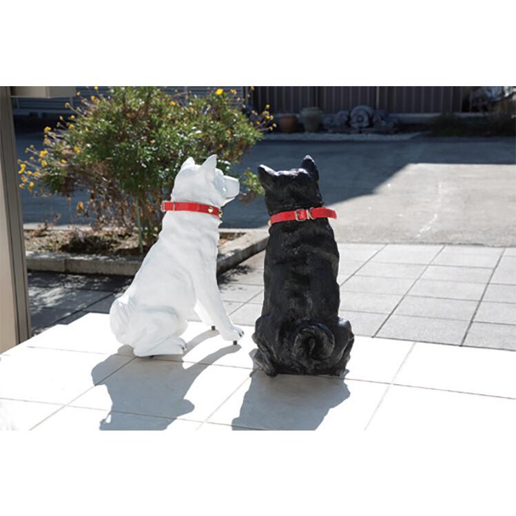 オブジェ お出迎えワンワン シロリキ クロリキ 犬 置物 明暗センサー