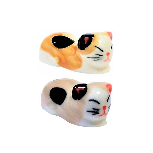 箸置き 猫 陶磁器製 1個 三毛猫 白黒猫 おしゃれ 香箱座り 置物 小物