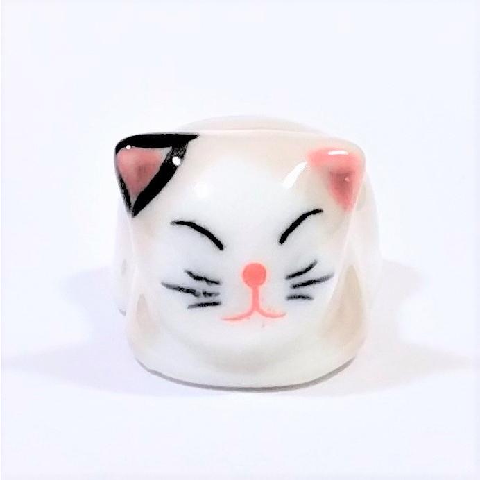 陶器製 白黒猫 置物 対 九谷焼 招き猫 置物 風水 眠り猫 白黒くん : 和座倶楽部 - 通販