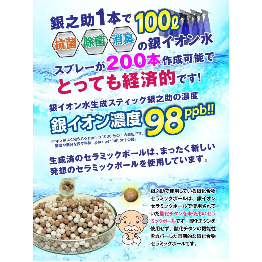 銀イオン水精製スティック セラミック 100L作れる 銀之助 除菌 抗菌 消