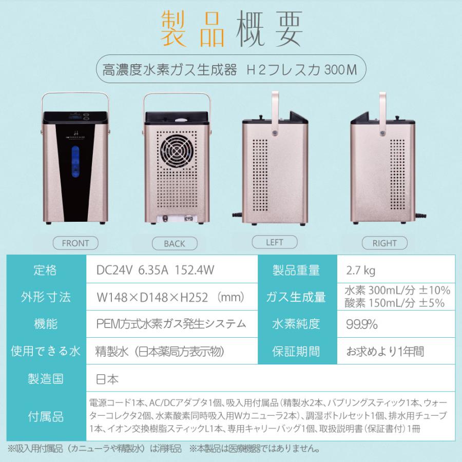 水素吸入器 毎分水素300ml コンパクトタイプ 日本製 高濃度水素生成
