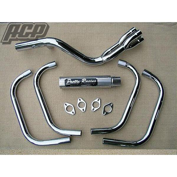 KAWASAKI Z400GP プリティー製 流(タイプ２) 4-2-1 マフラー メッキ [Z400GP] カワサキ プリティー製 Z400GP 流 タイプ2 4-2-1 マフラー メッキ : エーシー