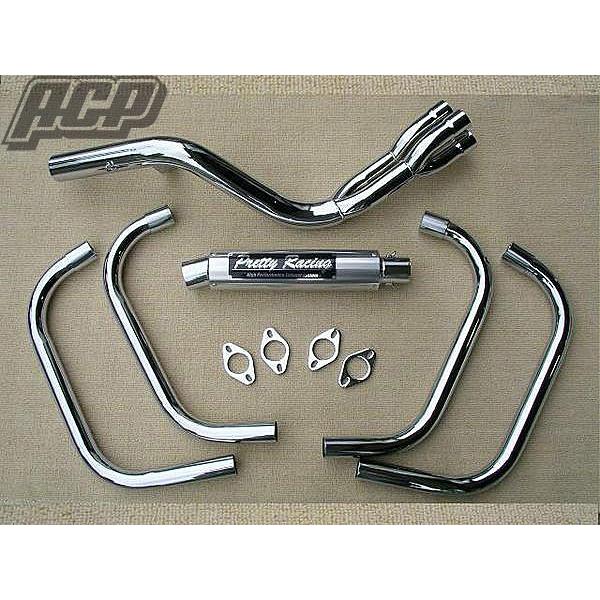 プリティー製 GPZ400F 流 タイプ1 4-2-1 マフラー メッキ : エーシー 
