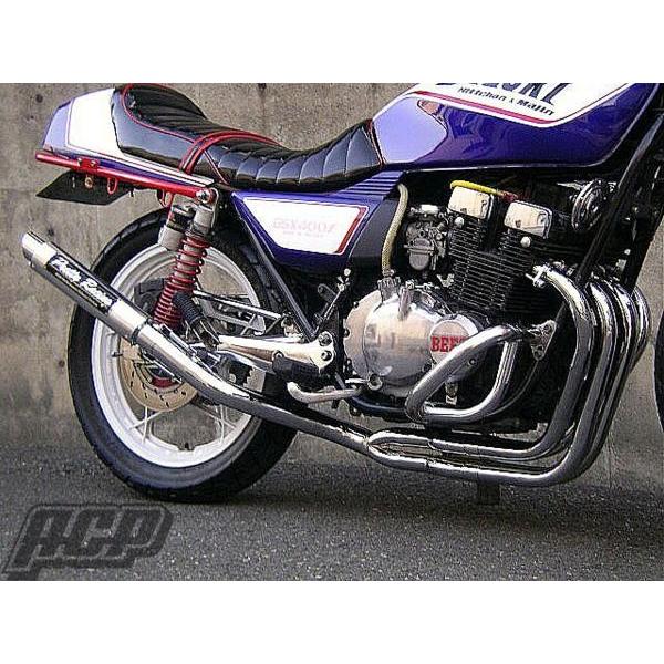 GSX400F マフラー GSX400FS gsx400 プリティー製 GSX400F 流 タイプ3 4-2-1 マフラー メッキ : エーシー