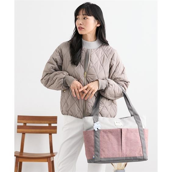 バッグ（鞄） moz モズ 大容量 多収納 トート B４対応 A4 B4 お出かけ マザーズバッグ ママバッグ レジャー 多収納 肩掛け 買い物 配色 (アクアカルダ 送料無料)の画像