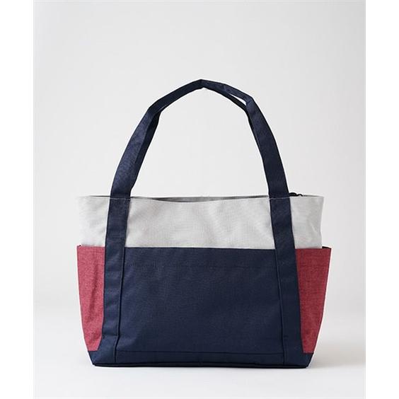 バッグ（鞄） moz モズ 大容量 多収納 トート B４対応 A4 B4 お出かけ マザーズバッグ ママバッグ レジャー 多収納 肩掛け 買い物 配色 (アクアカルダ 送料無料)の画像
