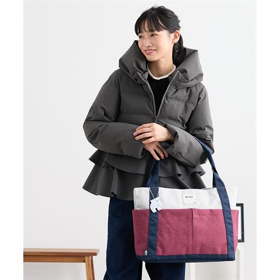 バッグ（鞄） moz モズ 大容量 多収納 トート B４対応 A4 B4 お出かけ マザーズバッグ ママバッグ レジャー 多収納 肩掛け 買い物 配色 (アクアカルダ 送料無料)の画像