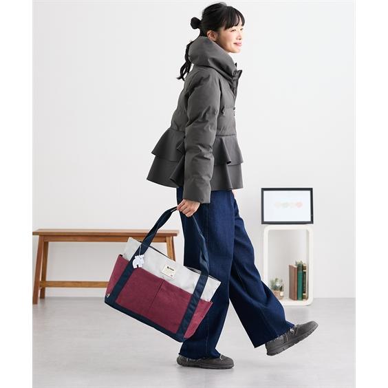 バッグ（鞄） moz モズ 大容量 多収納 トート B４対応 A4 B4 お出かけ マザーズバッグ ママバッグ レジャー 多収納 肩掛け 買い物 配色 (アクアカルダ 送料無料)の画像