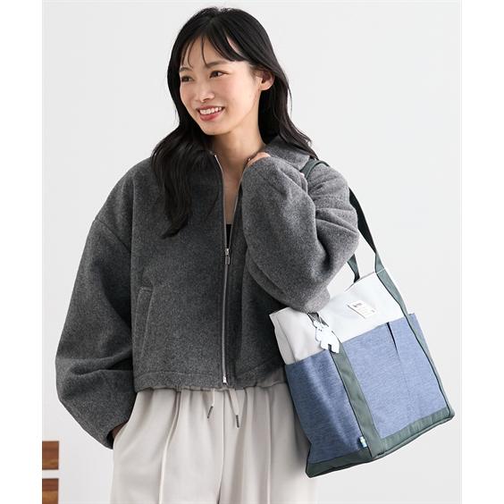 バッグ（鞄） moz モズ 大容量 多収納 トート B４対応 A4 B4 お出かけ マザーズバッグ ママバッグ レジャー 多収納 肩掛け 買い物 配色 (アクアカルダ 送料無料)の画像