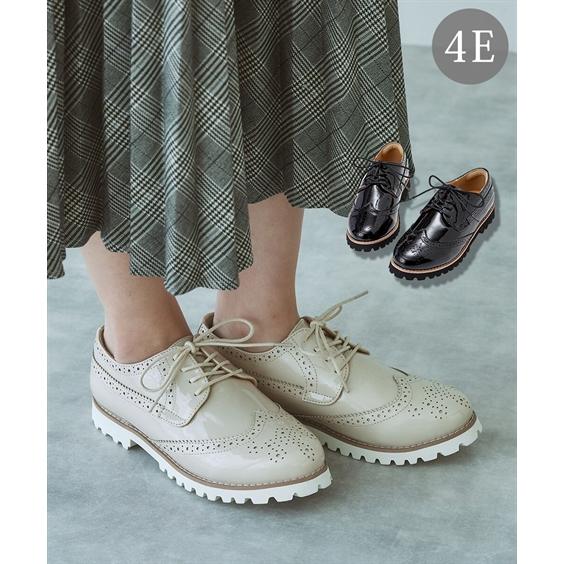 カジュアルシューズ 4e 幅広 ゆったり ワイド 大きいサイズ レディース カジュアル ウイングチップ マニッシュ Zzy4k21d0016 Acqua Calda 通販 Yahoo ショッピング