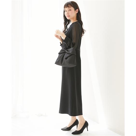 バッグ（鞄） 岩佐 日本製 冠婚葬祭 式 セレモニー はっ水 リボンデザイン フォーマルトート 手提げ ブラック ブラックフォーマル (アクアカルダ 送料無料)の画像