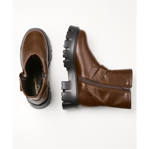 ブーツ 靴 4E 幅広 ゆったり ワイド 大きいサイズ レディース ダブルベルト 厚底 カジュアル ワークブーツ エンジニアブーツ (アクアカルダ 送料無料)｜acquacalda｜16