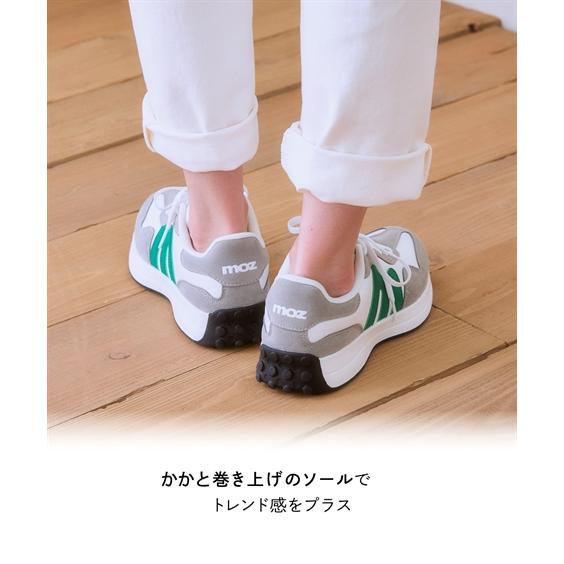 moz（モズ） スニーカー 靴 サイドロゴ コンビカラー 厚底 レース