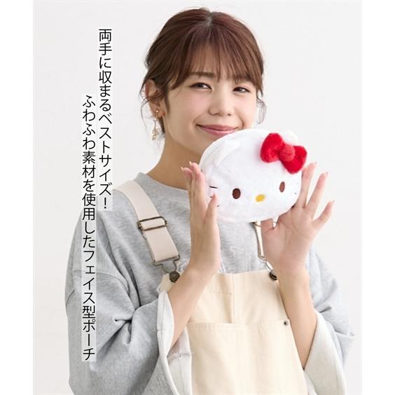 ハローキティ バッグ（鞄） Hello Kitty キティ フェイス型 ポーチ メイクポーチ お化粧ポーチ ふわふわ もこもこ 顔型 ...
