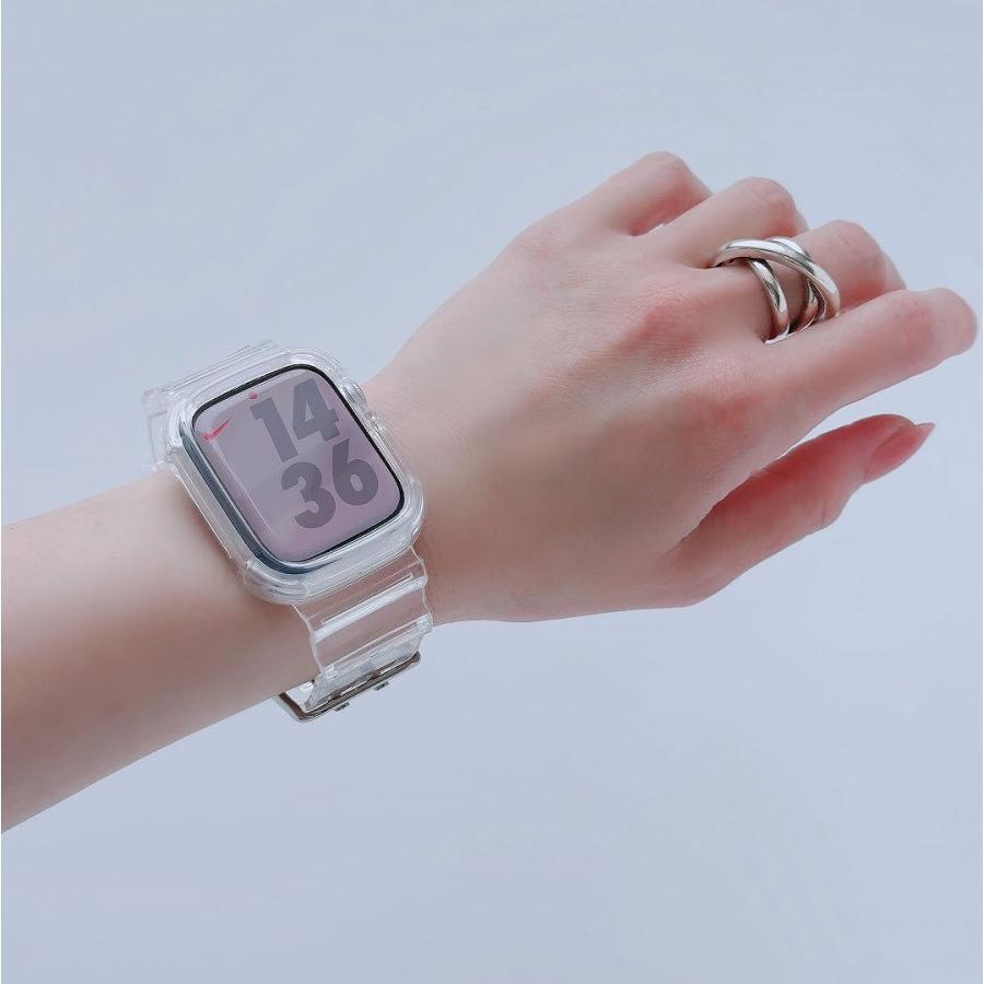 Apple Watch アップルウォッチ クリア バンド おしゃれ 透明 デザイン 男女兼用｜across-intl｜02