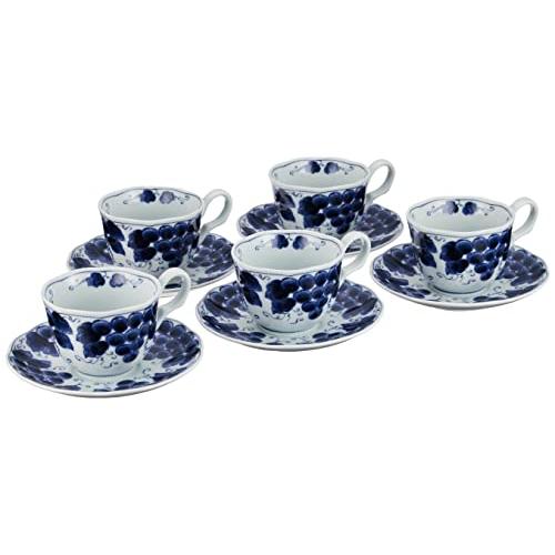 美濃焼 コーヒー碗皿 5客セット ぶとう 797-63-36E (5)