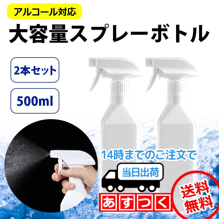 スプレーボトル 角型 500ml 2本セット アルコール 手指消毒 詰め替え 