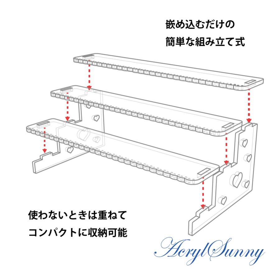 キラキラ光る！蛍光ピンクアクリルひな壇｜組み立て式ディスプレイ