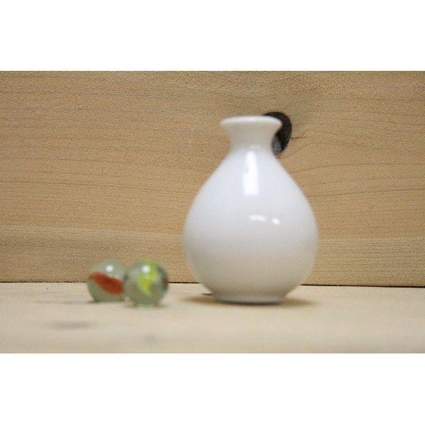 日本製 美濃焼 ミニチュア陶器 白い花瓶 フラワーベース 丸首 ACS WEB