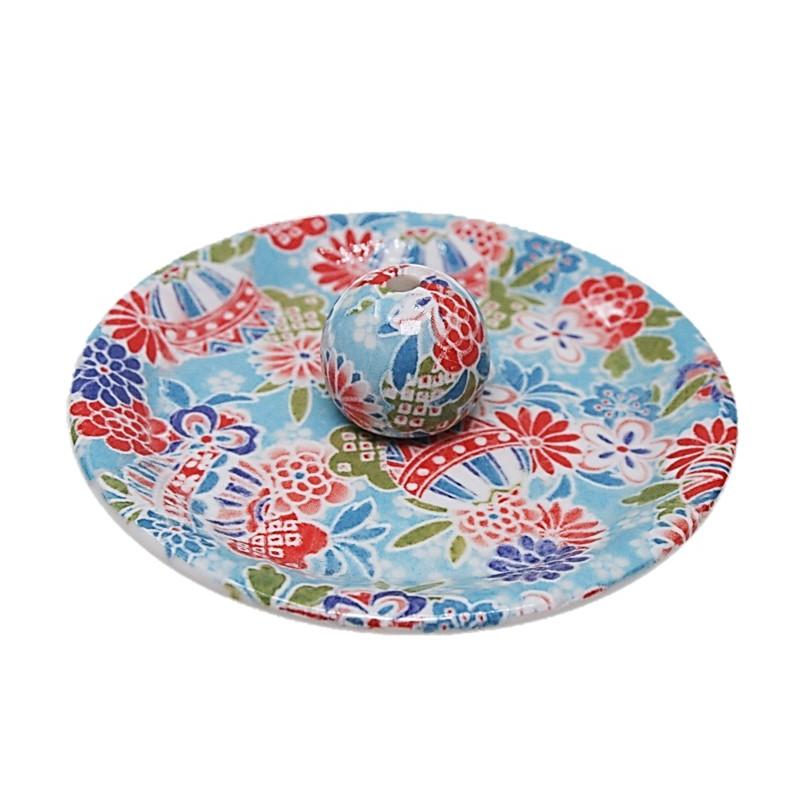 京雅 青 丸香皿 お香立て 香立 陶器 日本製 ACSWEBSHOPオリジナル 9-52