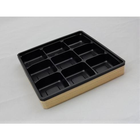 9仕切り弁当容器 アクタ ワン折65 フチ・E底・透明蓋セット 50組