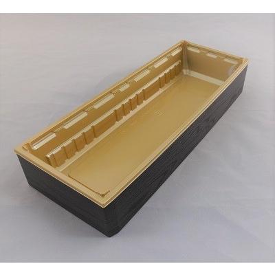 使い捨て弁当容器　ワン折重107×40焼杉黒本体/A黒底/落し蓋セット　50枚 使い捨て高級弁当容器 アクタ ワン折重107×40 黒焼杉フチ・A底・共蓋