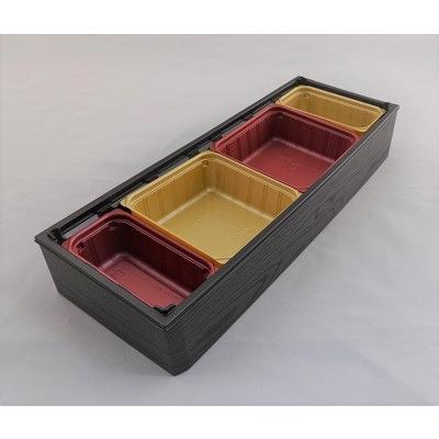 使い捨て高級弁当容器 アクタ ワン折重107×40 黒焼杉フチ・A底・共蓋