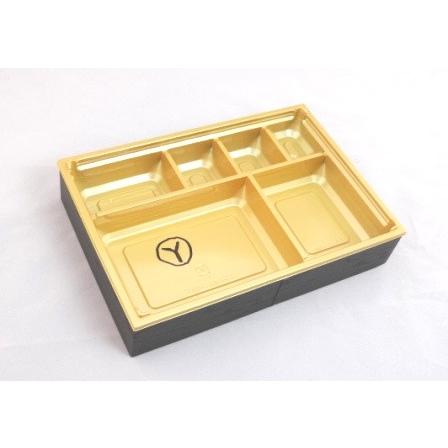 【ケース販売】 アクタ ワン折重81X55 フチ・金底・共蓋セット 400組 高級弁当 使い捨て弁当容器 会議弁当