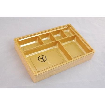 【ケース販売】 アクタ ワン折重81X55 フチ・金底・共蓋セット 400組 高級弁当 使い捨て弁当容器 会議弁当