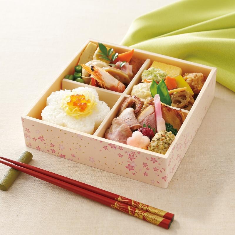 花柄弁当容器 HW-60 花日和 IV底・透明蓋セット 15組 折箱 花見弁当