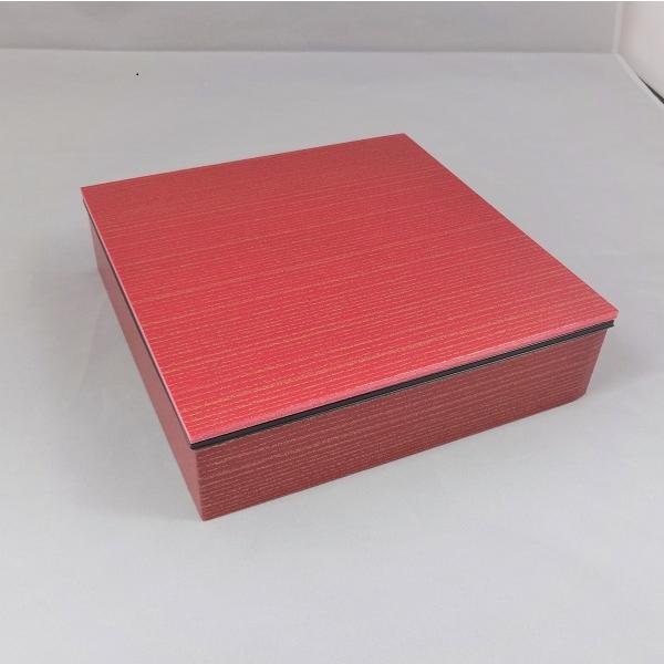 おせち用容器 ワン折重70 赤金杉フチ・黒底・共蓋セット 25組 アクタ