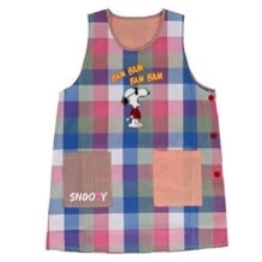 SNOOPY（スヌーピー） エプロン 保育士 割烹着 チェック 新生活 母の日