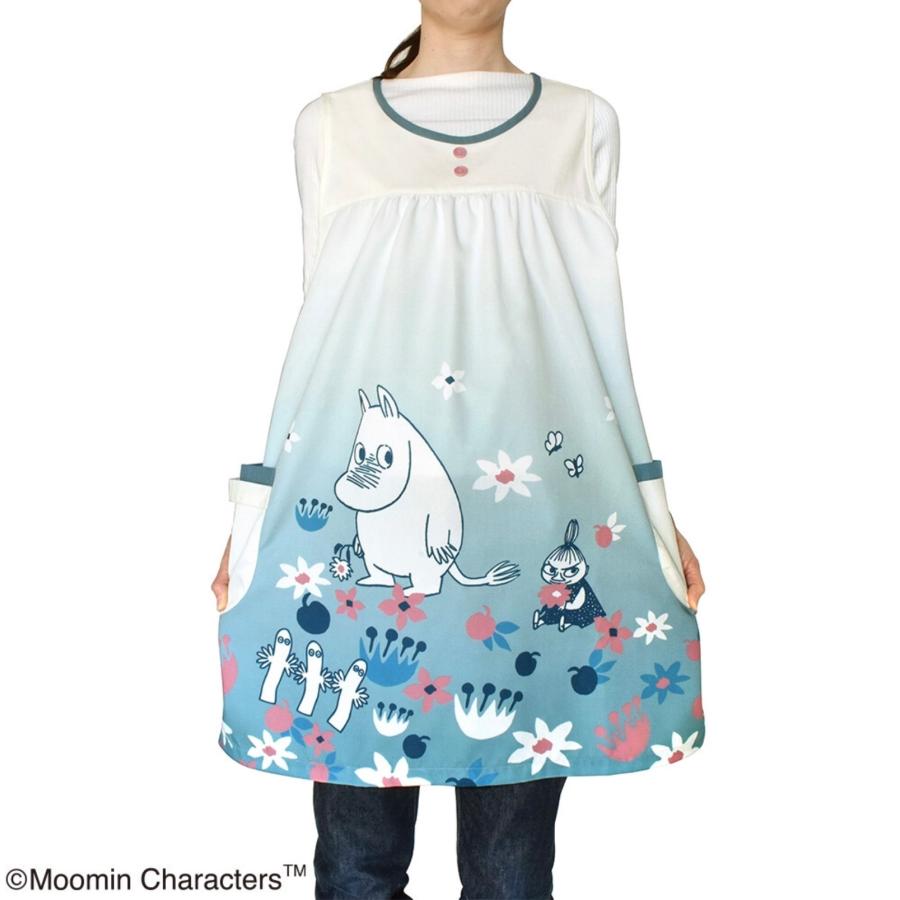 MOOMIN（ムーミン） エプロン 保育士 割烹着 キッチン 母の日 ブルー