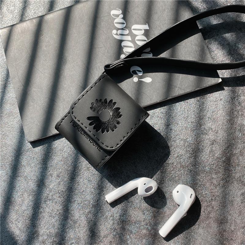 air pod 1/2ケース ブラック イヤホン ストラップ付き エアポッド air pod 1/2ケース ブラック イヤホン ストラップ付き エアポッド