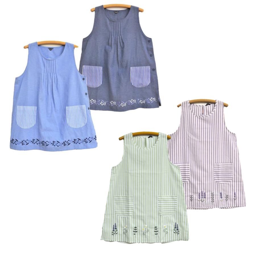 エプロン 保育士 割烹着 キッチン 母の日 ボタニカル刺繍 シンプル