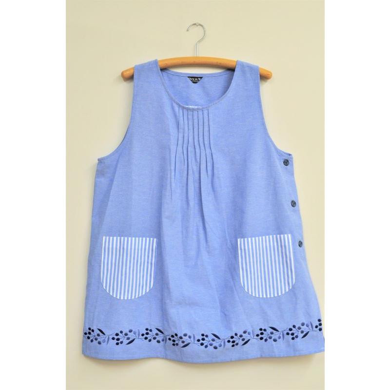 エプロン 保育士 割烹着 キッチン 母の日 ボタニカル刺繍 シンプル