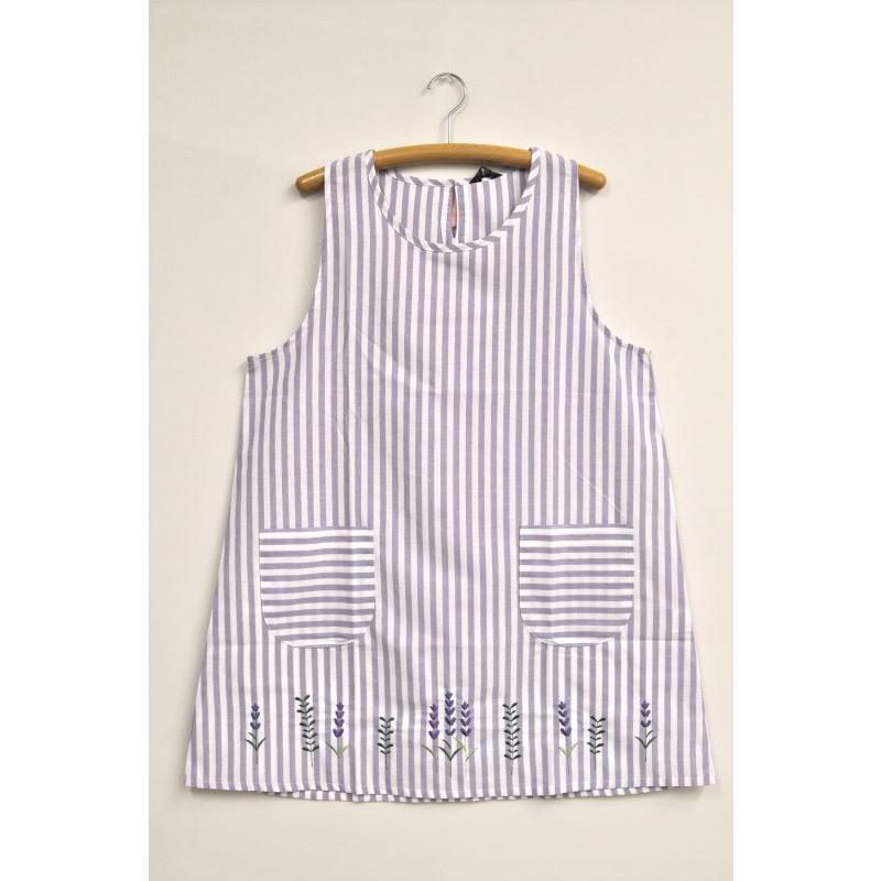 エプロン 保育士 割烹着 キッチン 母の日 ボタニカル刺繍 シンプル