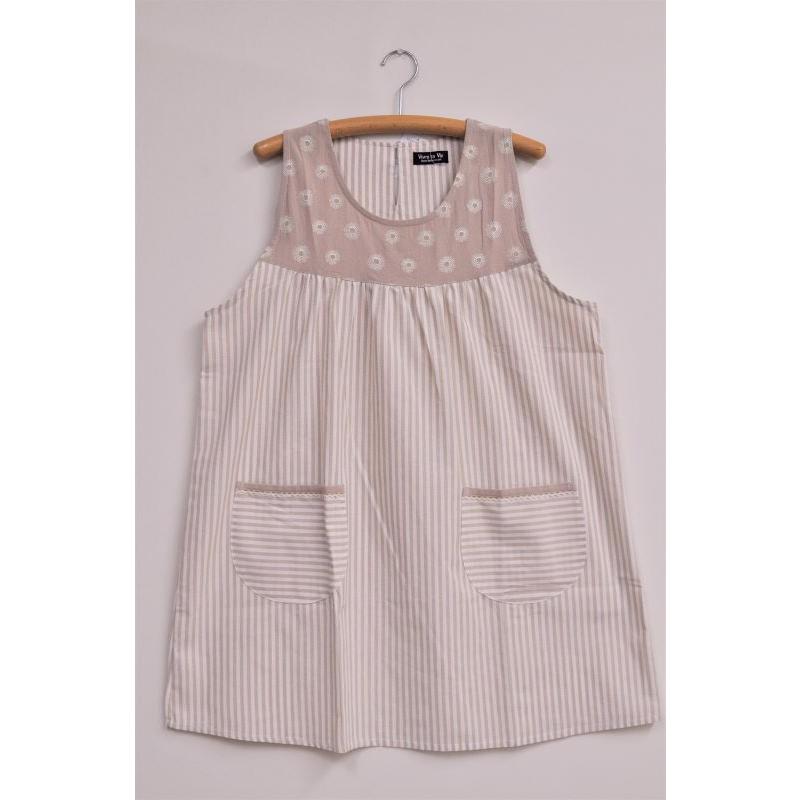 エプロン 保育士 割烹着 キッチン 母の日 フラワー刺繍 Vivre sa Vie