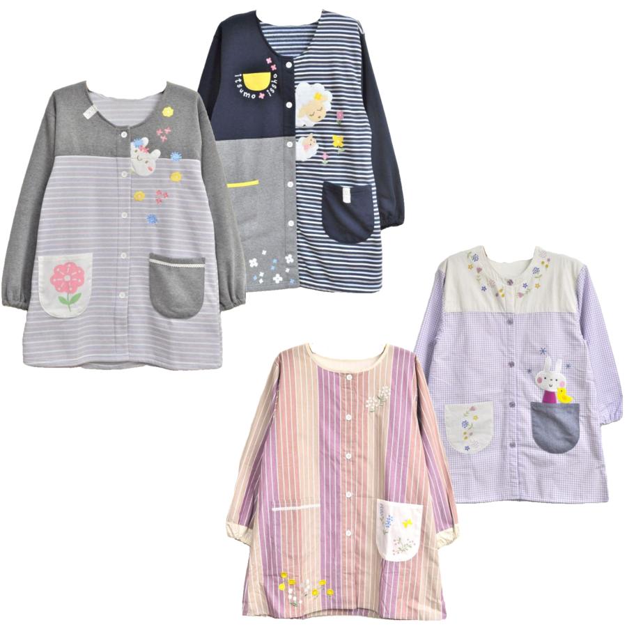 エプロン 保育士 割烹着 スモック 母の日 キッチン フリース 暖か