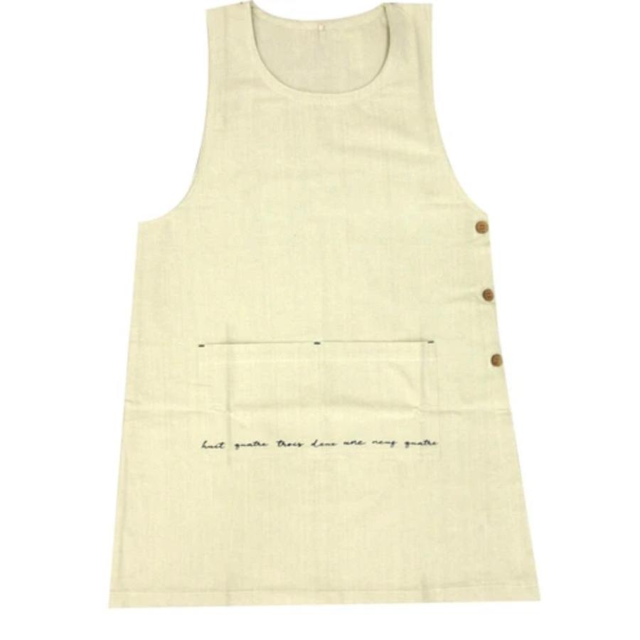 保育士 エプロン レディース 割烹着 シンプル ラン型 サイドボタン 脇