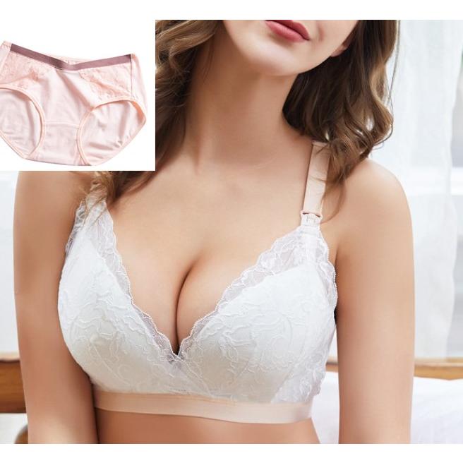 【上下セット】 授乳ブラ＋ショーツ マタニティ ブラ 前開き 大きいサイズ　海外サイズ75B~95C　MLXLXXLセット　クロスオープン　ノンワイヤー ナイトブラ　マタ｜actesanzaistore｜03