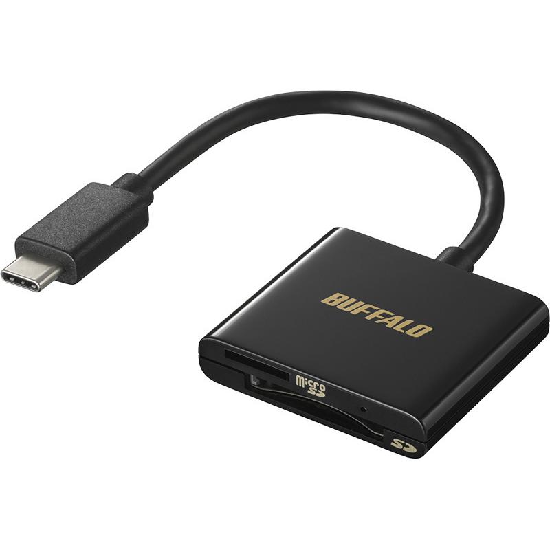 Buffalo USB3.2 Gen1 Type-C カードリーダー [SD・microSD用/10cmケーブル] 《ブラック》 (BSCR110U3CBK)｜acthink-shop